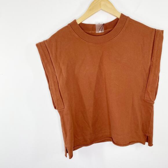 CALIA Orange Extended Shoulder Sleeveless Top Shirt Cuffed Womens Size XS - Picture 1 of 10